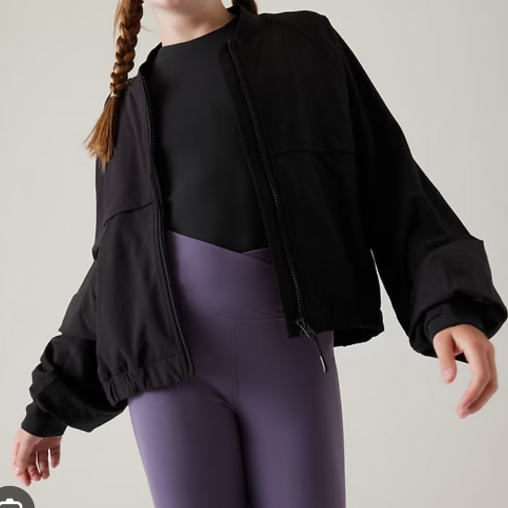 Nwt Athleta Girl Good Days Black Bomber Jacket